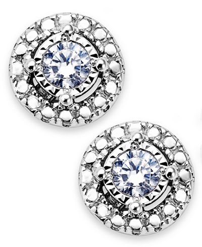 TruMiracle® Diamond Halo Stud Earrings in Sterling Silver (1/10 ct. t.w
