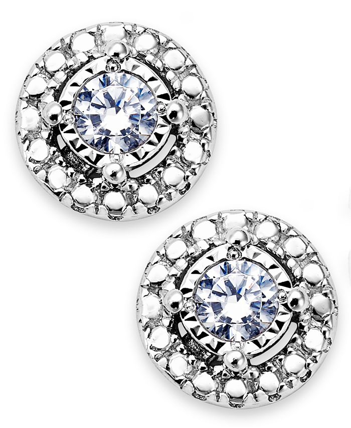 TruMiracle Diamond Halo Stud Earrings in Sterling Silver 1 10 ct