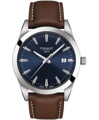 Tissot - Men's Swiss T-Classic Gentleman Brown Leather Strap Watch Watch 40mm