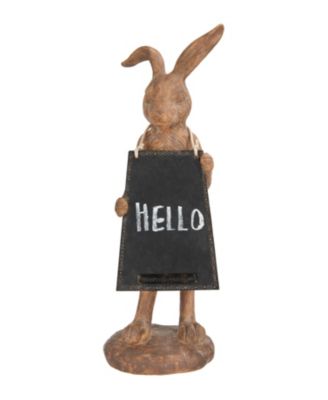 Rabbit Figurine Holding Working Chalkboard