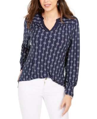 Charter Club - Petite Printed Split-Neck Top