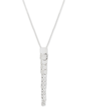 image of Robert Lee Morris Soho Silver-Tone Sculptural Square Link Lariat Necklace, 23
