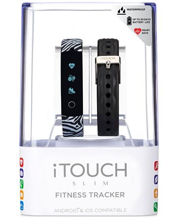 iTouch Women s Slim Interchangeable Black Zebra Silicone Straps