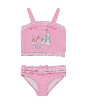 Beatrix Potter Toddler Girls Gingham Print Shirred Top Two Piece Swimsuit