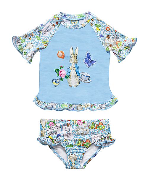 Beatrix Potter Baby Girls Scrapbook Print Rash Guard Two Piece