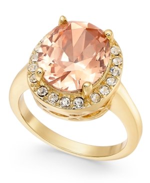 image of Charter Club Gold-Tone Crystal Oval Halo Ring, Created for Macy-s