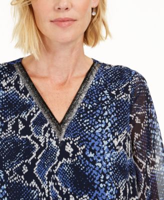 JM Collection Petite Snake-Embossed Bubble Top, Created for Macy's