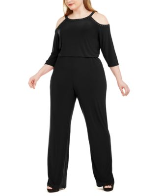 plus size cold shoulder jumpsuit