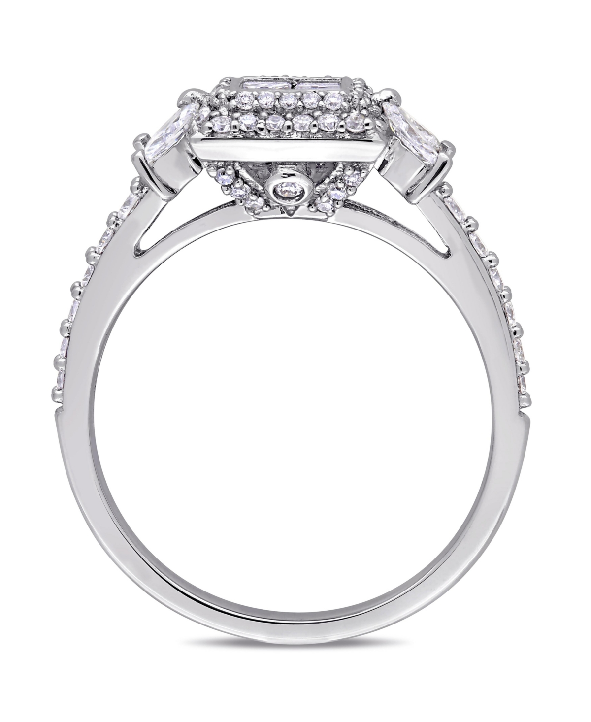 Princess- Cut Certified Diamond (1 ct. t.w.) Quad Halo Engagement Ring in 14k- White Gold