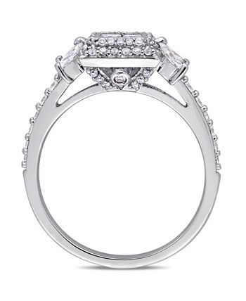 Macy's - Princess- Cut Diamond (1 ct. t.w.) Quad Halo Engagement Ring in 14k White Gold