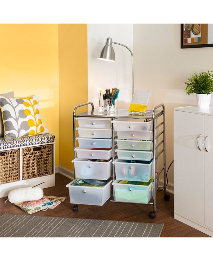 Honey Can Do Rolling Storage Cart and Organizer, 12 Plastic Drawers