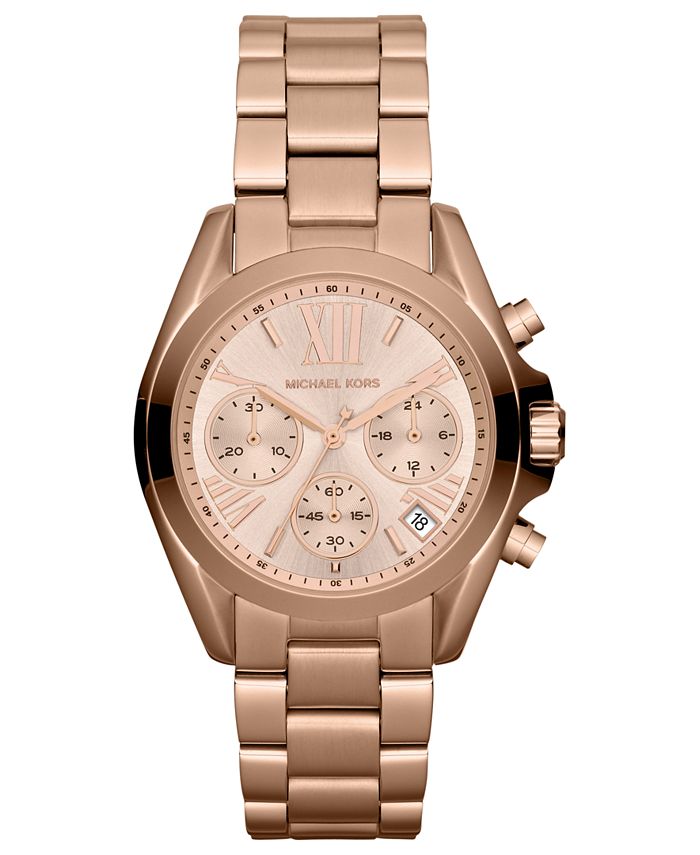 Michael Kors Women's Chronograph Mini Bradshaw Rose Gold-Tone Stainless  Steel Bracelet Watch 35mm MK5799 & Reviews - All Watches - Jewelry & Watches  - Macy's