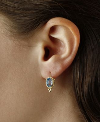 Gemstone Twist Gallery Drop Earring in 14k Yellow Gold Available in Citrine