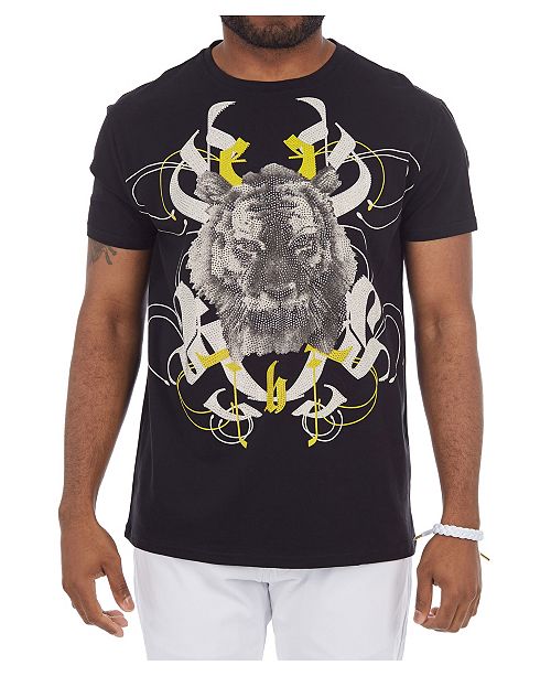 Heads Or Tails 3d Graphic Printed Angry Tiger Rhinestone Studded T