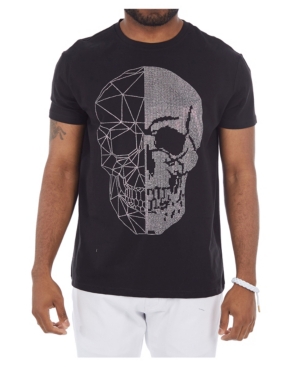 Heads or Tails 3D Graphic Printed Skull Rhinestone Studded T-Shirt
