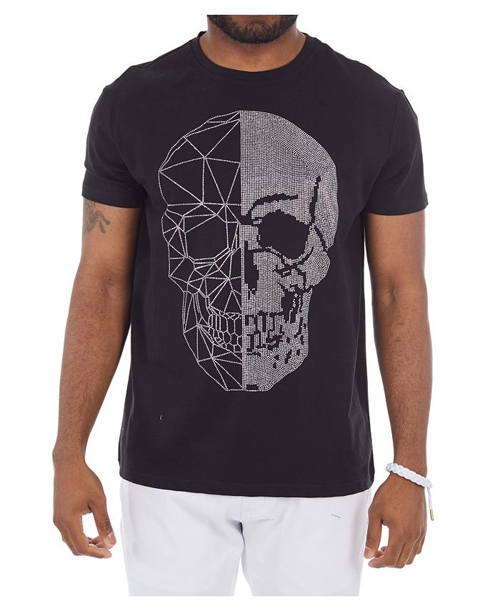 Heads Or Tails 3D Graphic Printed Skull Rhinestone Studded T-Shirt ...