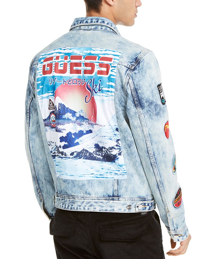 GUESS Men's Dillon Logo Denim Jacket with Patches - Macy's