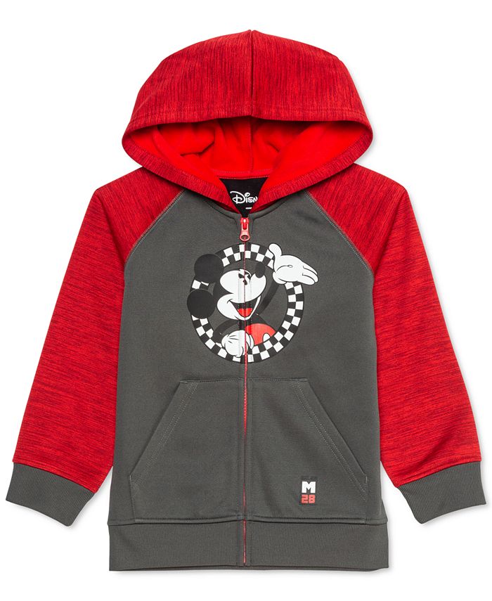 Disney Little Boys Mickey Mouse Checker Circle Colorblocked Hoodie - Macy's
