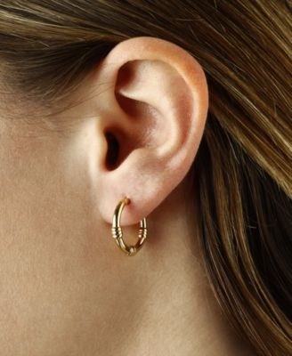 Bamboo Hoop Earrings Set in 14k Gold