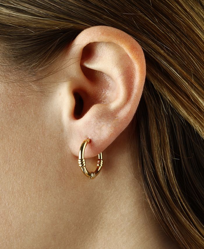 Macy's - Bamboo Hoop Earrings Set in 14k Yellow Gold