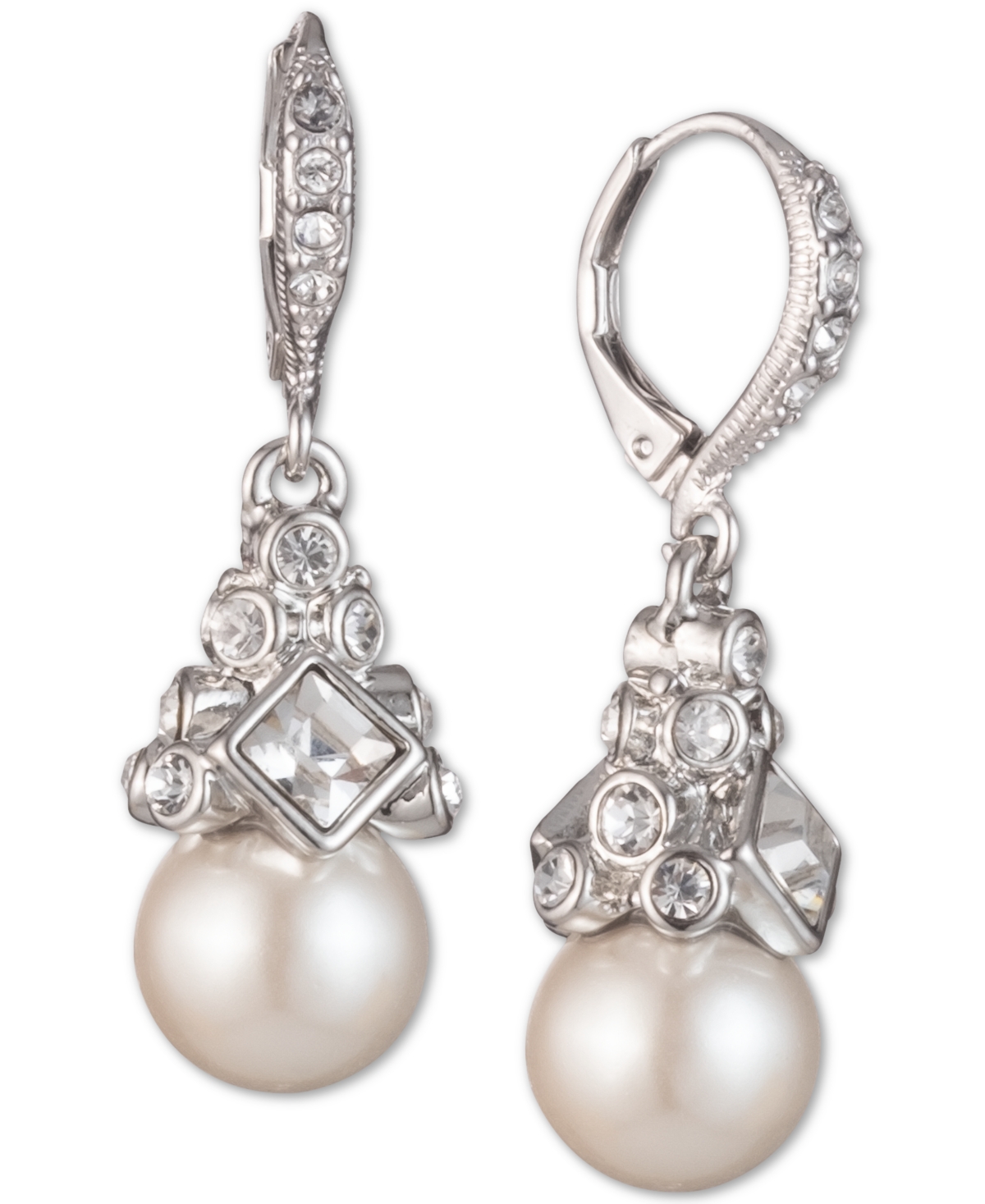 Givenchy Imitation Rhodium Crystal And Imitation Pearl Small Drop Earring