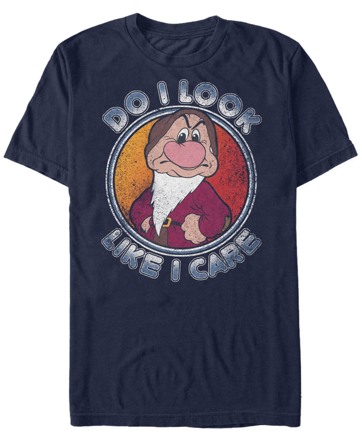 Мужская футболка Fifth Sun Disney Snow White Dwarf Grumpy Do I Look Like I Care, Short Sleeve, цвет: Тёмно-синий — фото 1