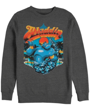 Disney Men's Aladdin Distressed Genie Retro Logo Crewneck Fleece