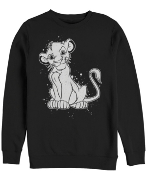 Disney Men's Lion King Simba Smirk Paint Splatter Crewneck Fleece