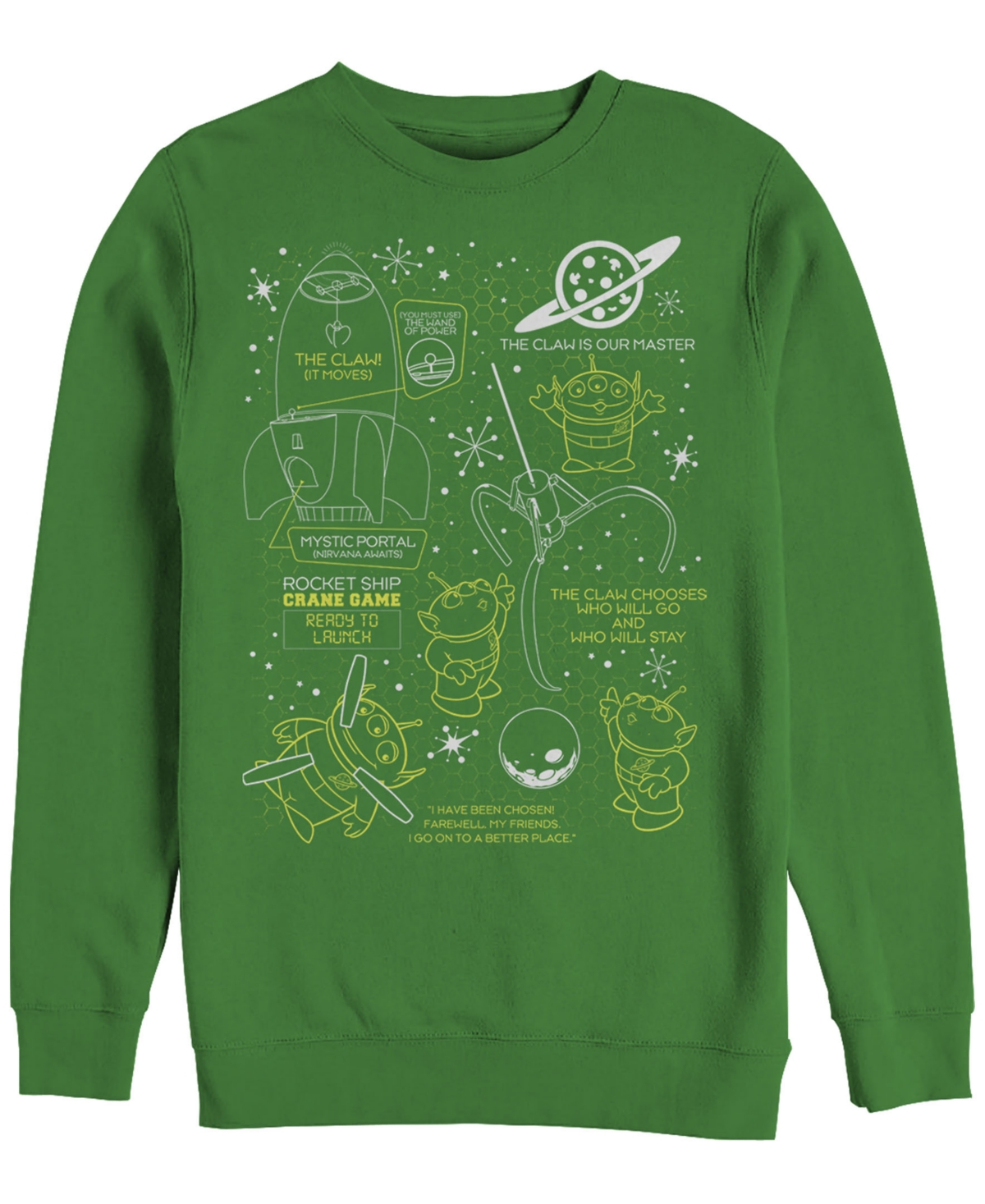 Disney Pixar Men's Toy Story Aliens Claw Master Map, Crewneck Fleece