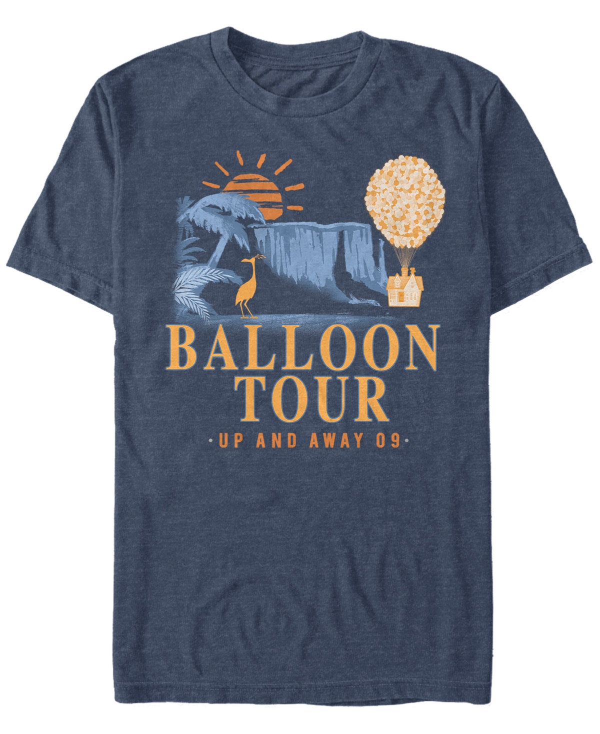 Disney Pixar Men's Up Balloon Tour, Short Sleeve T-Shirt - Navy