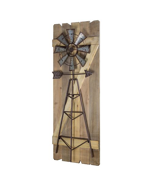 American Art Decor Windmill Arrow Wood Hanging Wall Decor