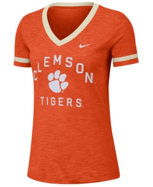 Nike Women's Clemson Tigers Slub Fan V-Neck T-Shirt