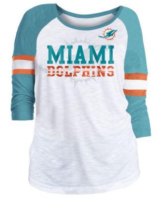 5th & Ocean Women's Miami Dolphins Three-Quarter Sleeve Slub Raglan T-Shirt  - Macy's