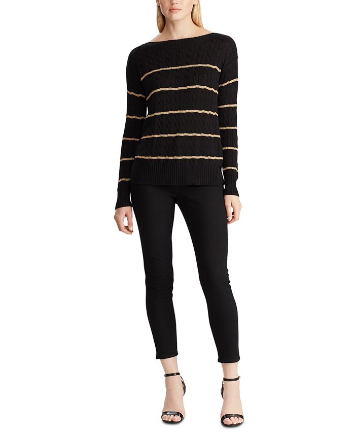 Lauren Ralph Lauren Striped Cable-Knit Sweater & Reviews - Sweaters ...