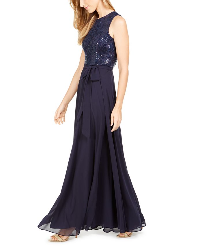 Calvin Klein Sequined & Chiffon Gown - Macy's