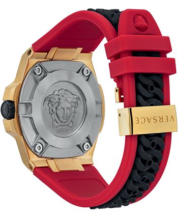 Versace Men's Swiss Chain Reaction Red & Black Silicone Strap