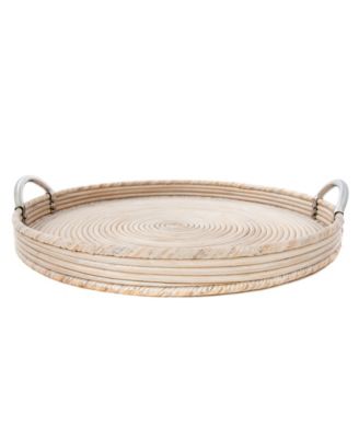 Shop Artifacts Trading Company Rattan Saboga Collection Round Tray In Off-white