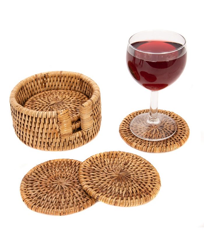 Artifacts Rattan™ Square Coasters - 7 piece set - Artifacts Trading Company