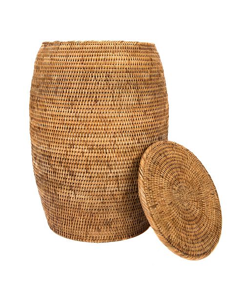 Artifacts Trading Company Rattan End Table And Hamper With Lid