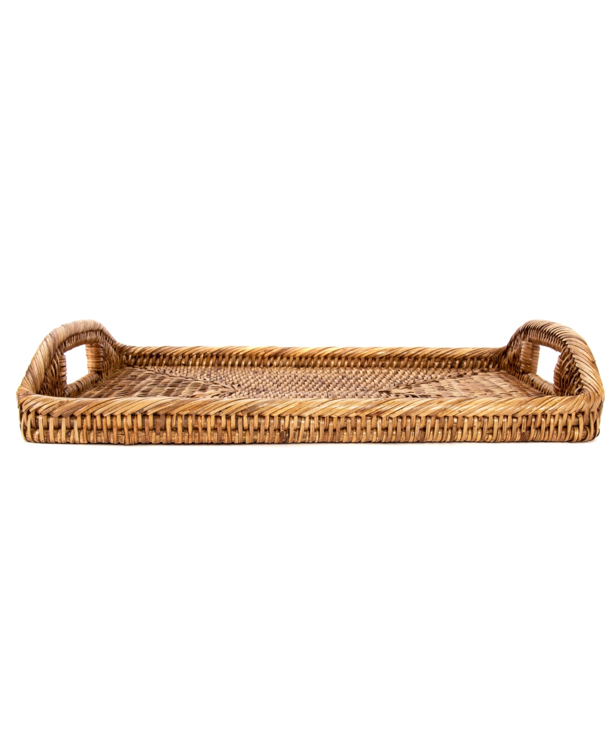Artifacts Trading Company Rattan Rectangular Serving Tray With High Handles