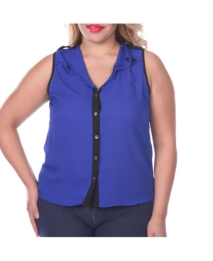 image of White Mark Sleeveless Chiffon Button-Down Blouse