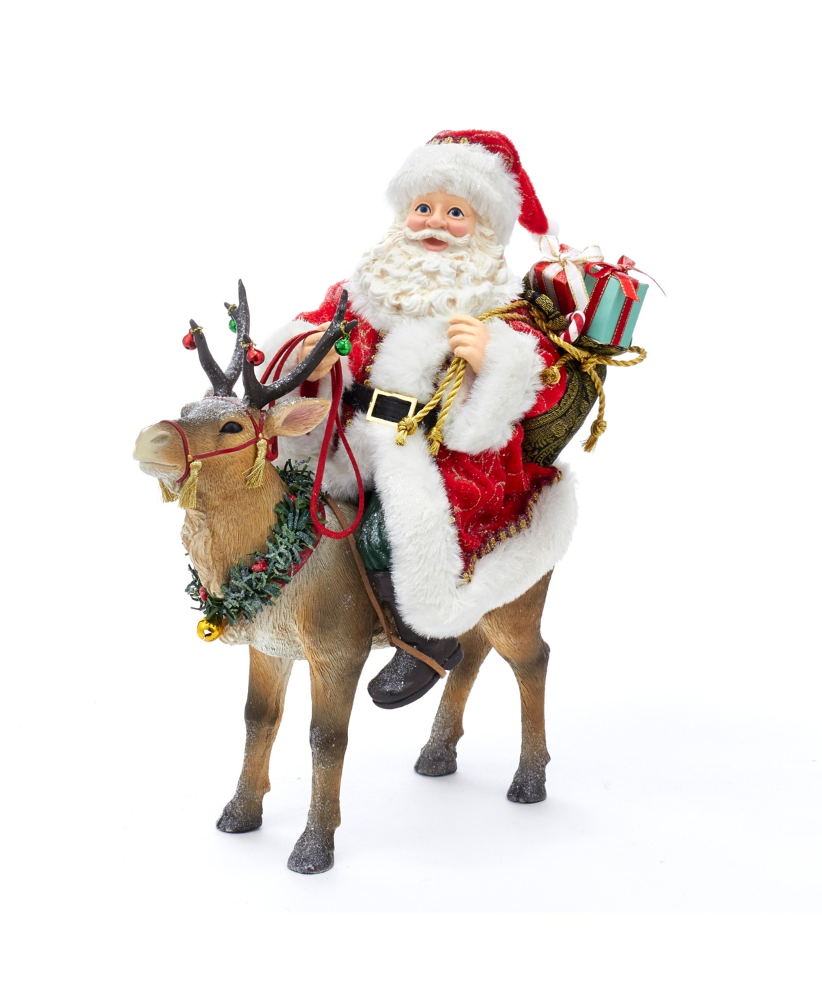 Kurt Adler 11.5-Inch Fabriche Santa on Reindeer