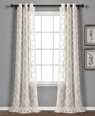 Lush Decor Avon Trellis Grommet Sheer Window Curtain Panels Pair - Sheer Curtains for Living Room or Bedroom