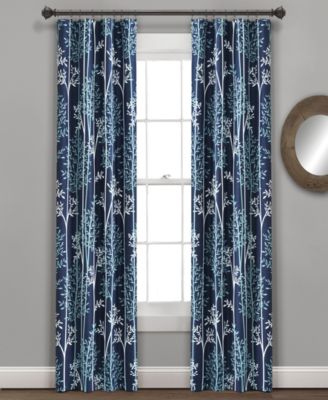 Linear Tree Insulated Rod Pocket Blackout Window Curtain Panels