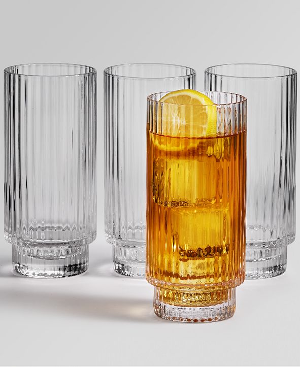 Hotel Collection Fluted Highball Glasses, Set of 4, Created for Macy's