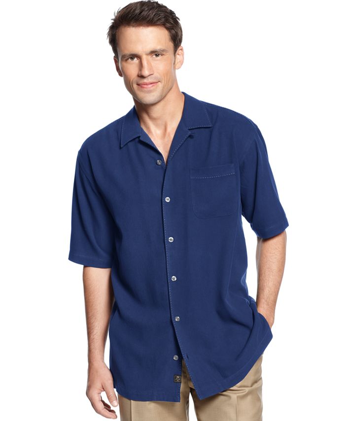 Tommy Bahama Men's 100% Silk Short-Sleeve Catalina Twill Shirt, Created ...