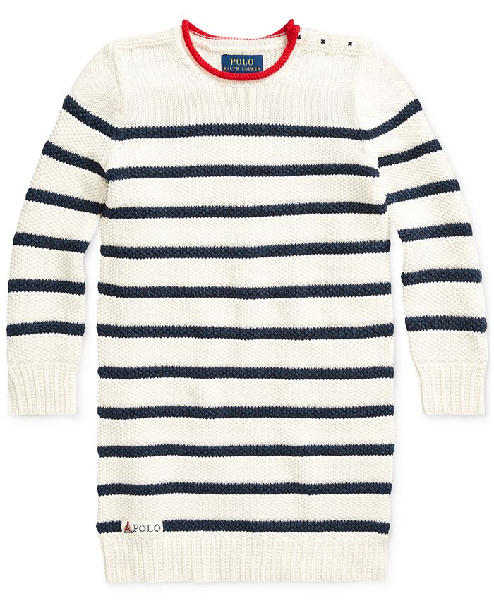 Polo Ralph Lauren Little Girls Striped Cotton Sweater Dress - Macy's
