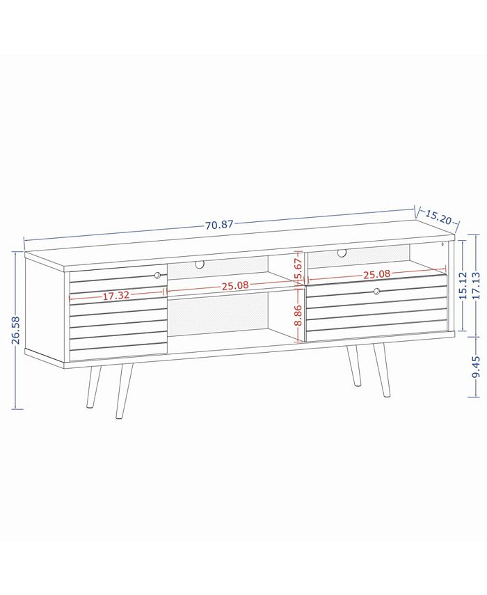 Manhattan Comfort Liberty 70.86" Mid Century Modern TV Stand with 4