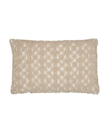 carol & frank - Clyde Santorini Hand Macrame Pillow, 14" x 22", Santorini