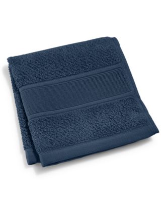 Washcloth - Lauren Ralph Lauren Sanders Solid Antimicrobial Cotton Washcloth, 13" x 13" - Club Navy, Washcloth